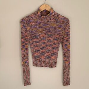 Free People Blair Space Dye Pullover Mock Neck Sweater In Candy Combo Size XS